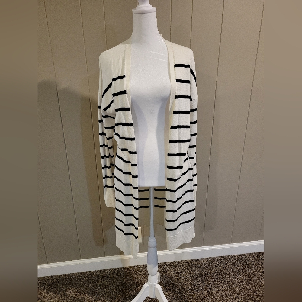 a new day Black and White Striped Cardigan